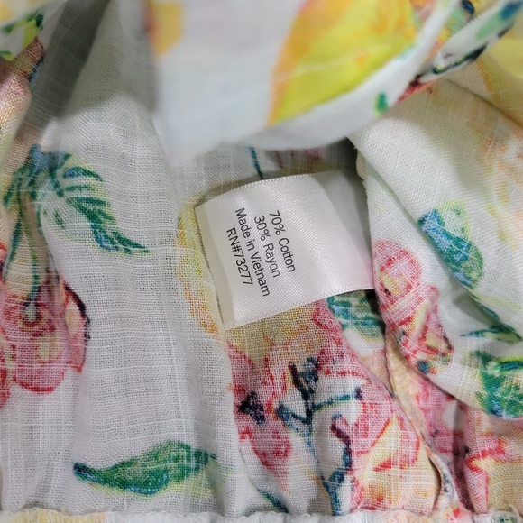 Lauren Conrad Tropical Fruit Button-Front Puff-Sleeve Top Size L - Picture 6 of 11